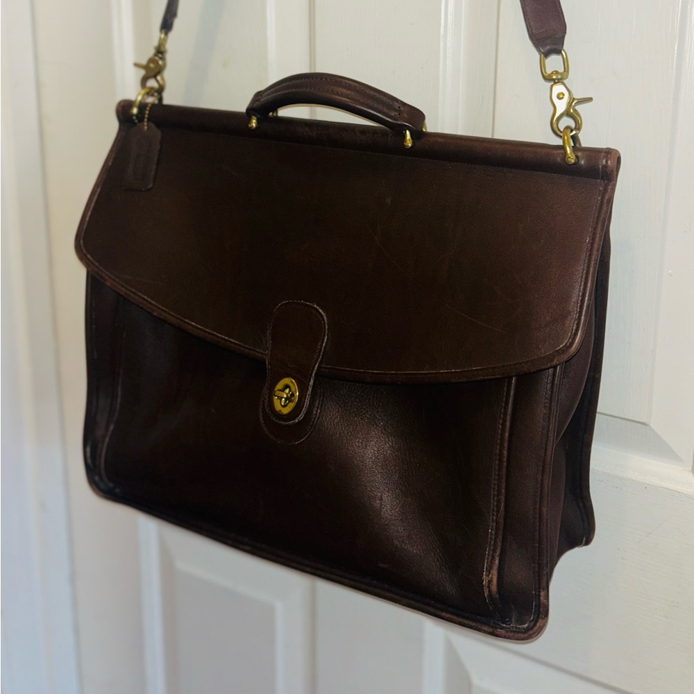 VTG AUUTH COACH BEEKMAN 5622 BROWN LEATHER BRIEFCASE MESSENGER BAG